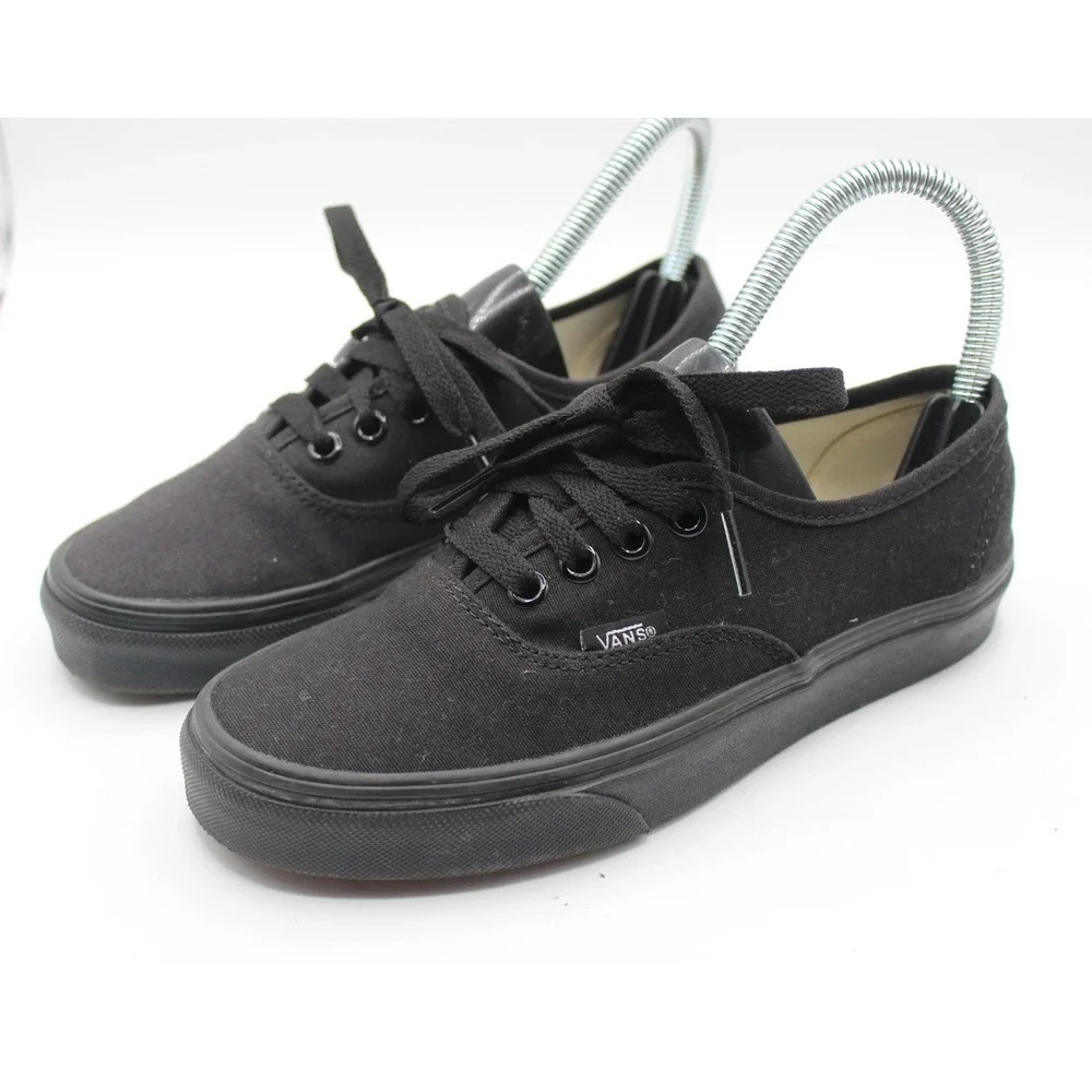 Vans Authentic Black Black Canvas Low Top Skate Shoes Mens 3.5 Womens 5.0 508731